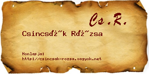 Csincsák Rózsa névjegykártya